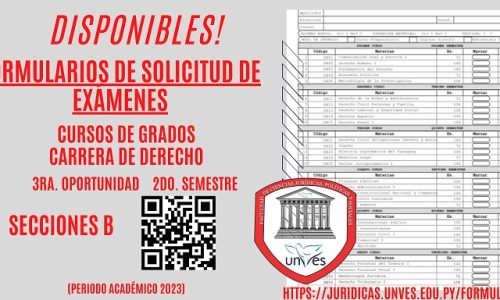 Formularios para Solicitud de Exámenes FInales - Secciones B - 3ra. Oportunidad - 2do. Semestre (2023)